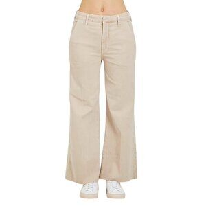 Mother The Roller Fray Flared Denim Jeans Khaki Cropped Size 24x27